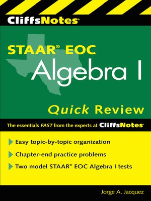 cover image of CliffsNotes STAAR EOC Algebra I Quick Review